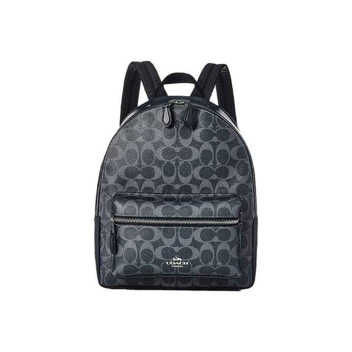 COACH Charlie Canvas Leather Backpack Tubas Unisex Dark Blue-0