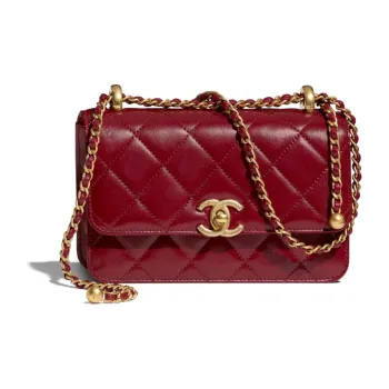 CHANEL Calfskin & Metal Flap Bag, Coin Purse, Shoulder Bag, Crossbody Bag Mini Women's Burgundy