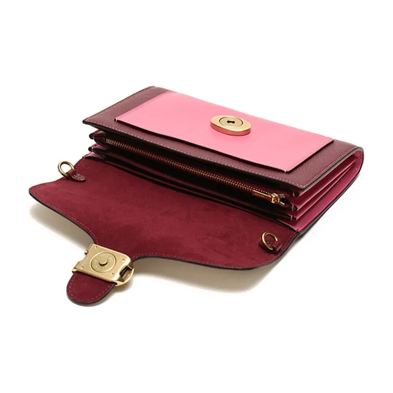 COACH Leather Shoulder Bag Handheld Shoulder Bag Women's Rose Red Burgundy-4
