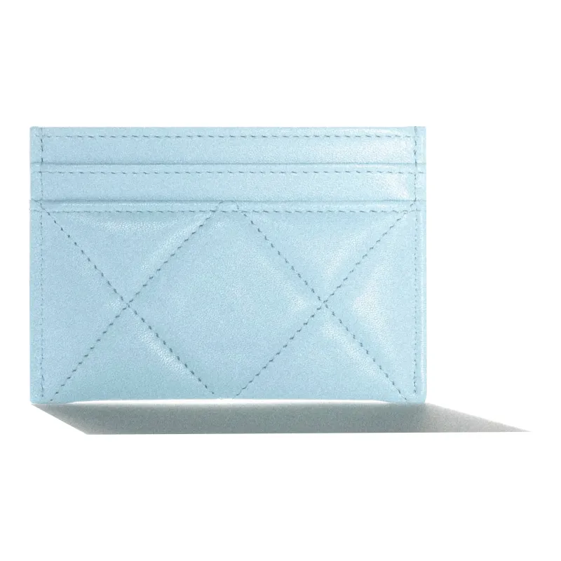 CHANEL Lambskin Coin Purses Card Holders Women's Light Blue-1