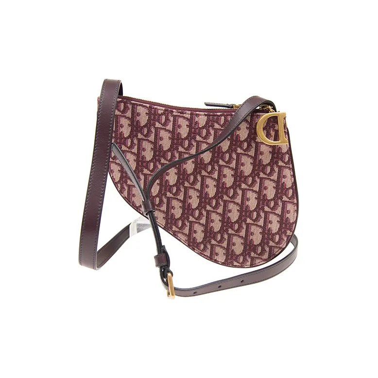 DIOR Saddle Canvas Shoulder Bag Crossbody Bag Women's Burgundy-1
