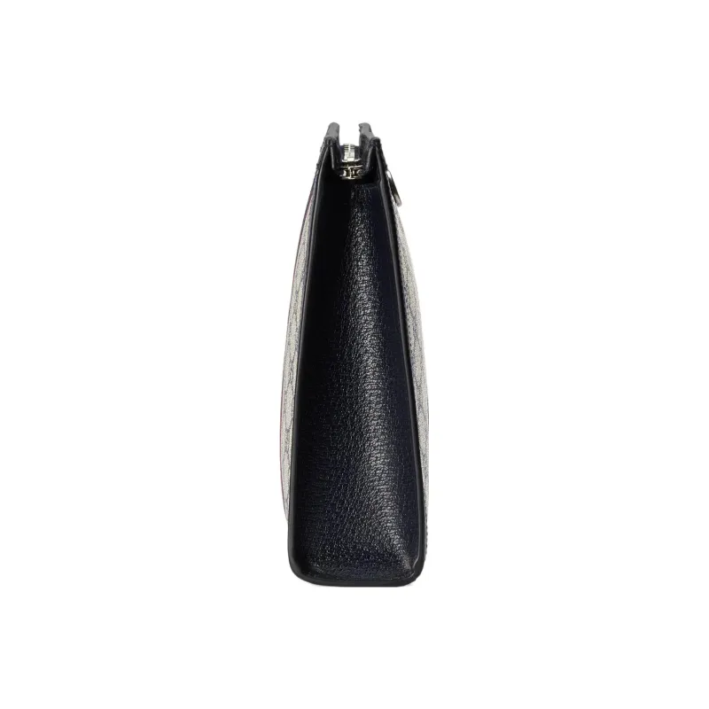 GUCCI Canvas With Leather Clutch Unisex Blue-3