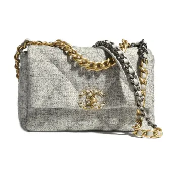 CHANEL 19Bag Metal Shoulder Bag, Crossbody Bag Women's Gray/Ivory