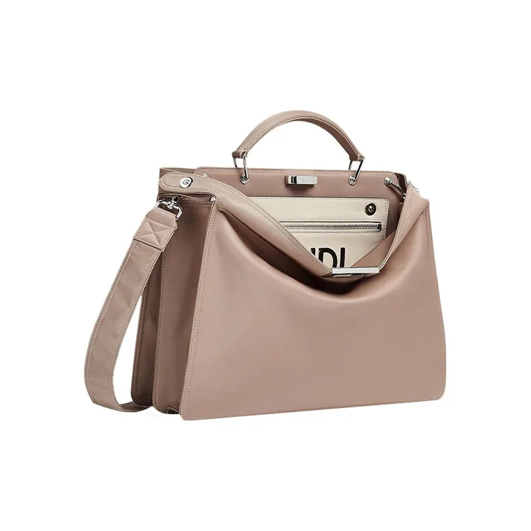 FENDI Peekaboo ISeeU Polyamide Shoulder Bag, Crossbody Bag, Handbag Medium Size Men's Beige-2