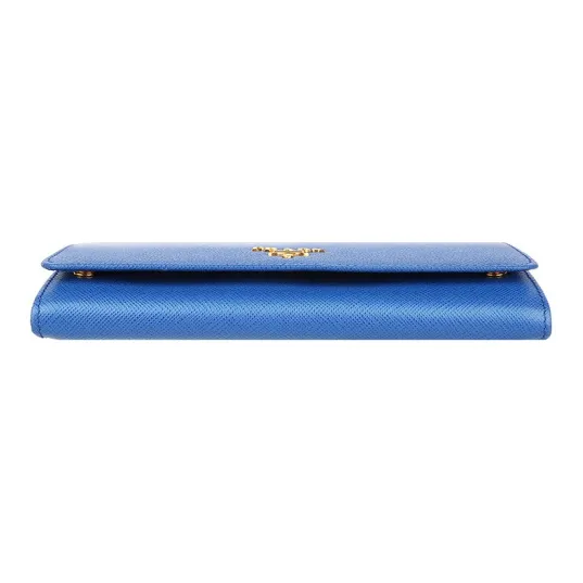 PRADA Cowhide Leather Wallet Women's Blue-3