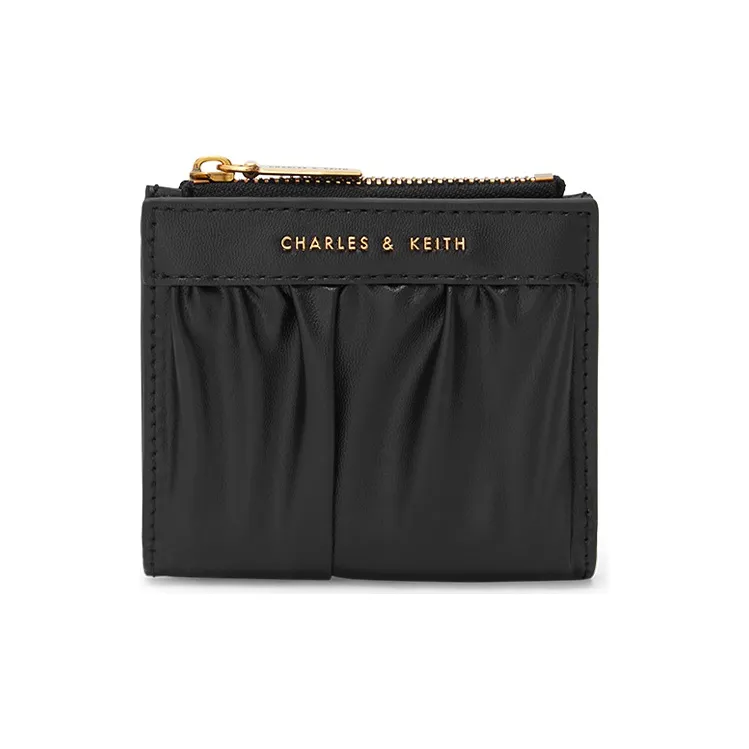 CHARLES&KEITH Artificial Leather Card Holder Wallet Mini Women's Light Pink/Tawny/Dark Green/Black-9