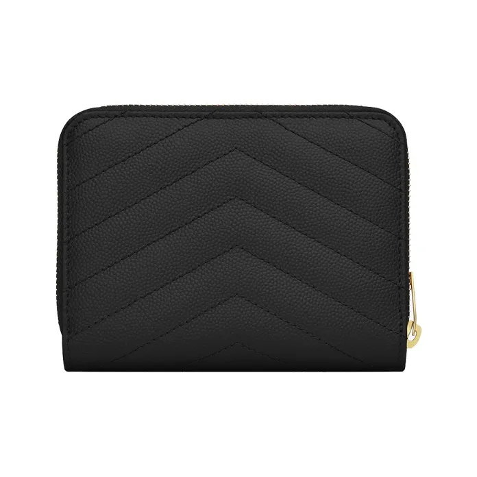 SAINT LAURENT Monogram Quilted Leather Wallet Women's Black-3