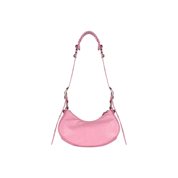 Balenciaga Le Cagole Fine Grained Sheepskin Dumpling Bag Crescent Moon Bag Crossbody Bag Extra Small Women's Pink-1