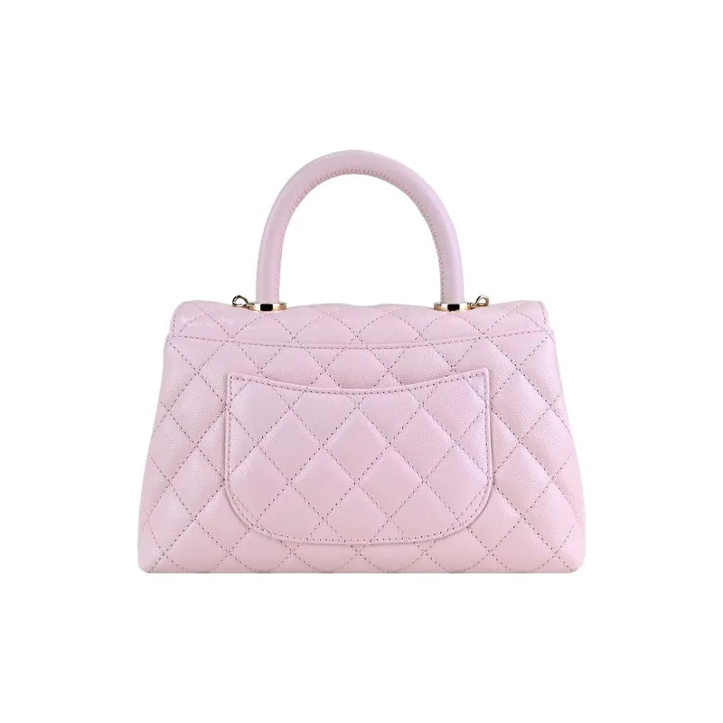 CHANEL Coco Handle Caviar Cow Leather Handbag Trumpets Women's Cherry Blossom Pink-2