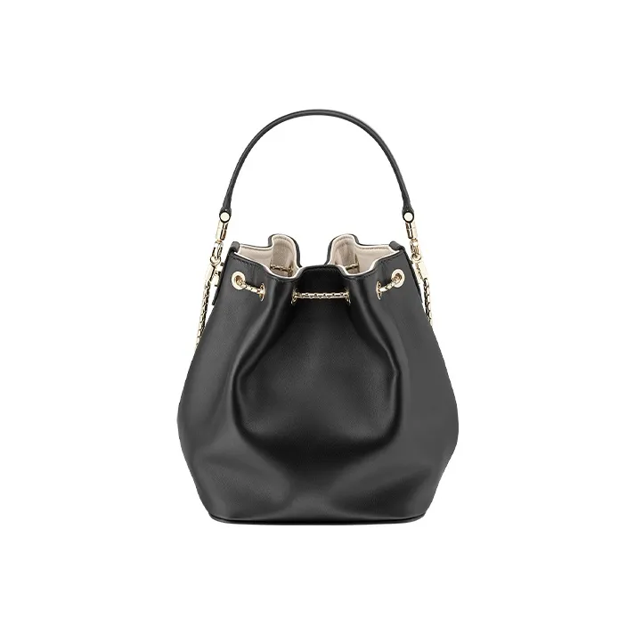 BVLGARI Calfskin Bucket Bag Handbag Women's Black-2