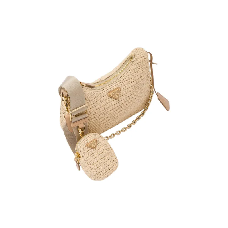 PRADA Re Edition 2005 Raffia Bag Tan-2