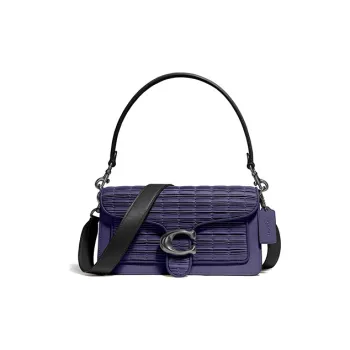 COACH Tabby Leather Patchwork Calfskin Shoulder Bag Crossbody Bag Women's Navy