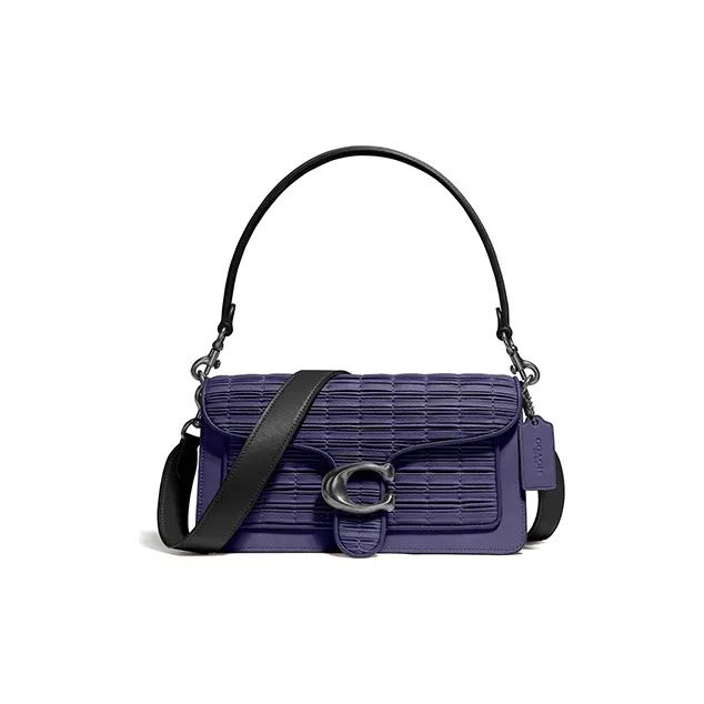 COACH Tabby Leather Patchwork Calfskin Shoulder Bag Crossbody Bag Women's Navy-0