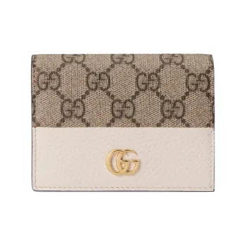 GUCCI Marmont Canvas With Leather Wallet, Card Holder Women's Ebony/White