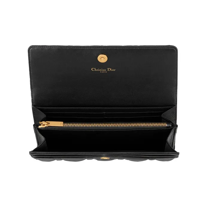 DIOR Calfskin Wallet Women's Black-3
