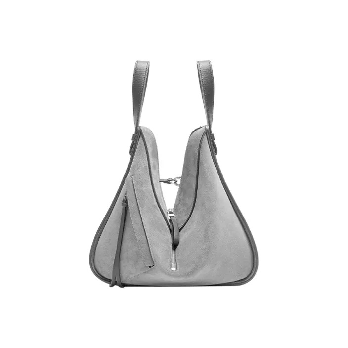 LOEWE Hammock Calfskin/Velour Handbag Shoulder Bag Crossbody Bag Small Size Women's Coal Gray-2