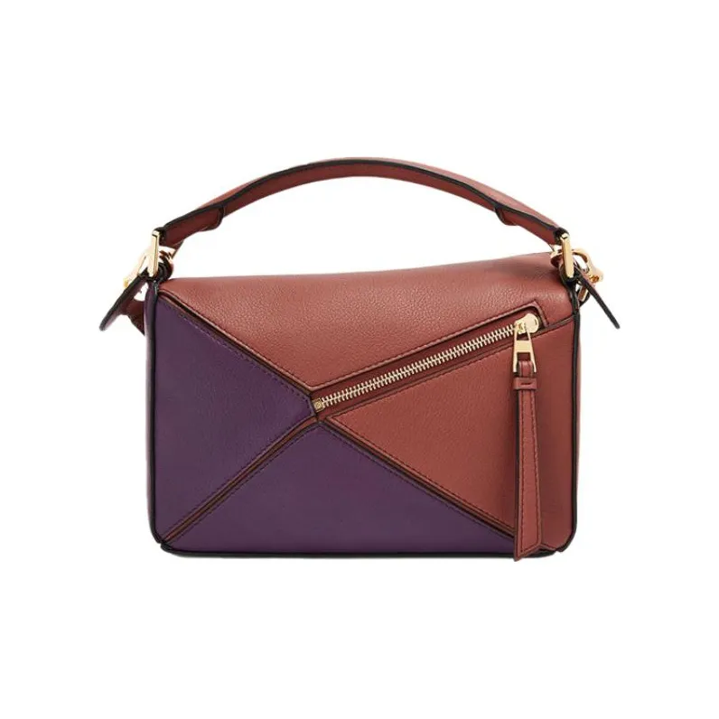 LOEWE Puzzle Calfskin Shoulder Bag Crossbody Bag Handbag Women's Deep Purple/dark Rust-4