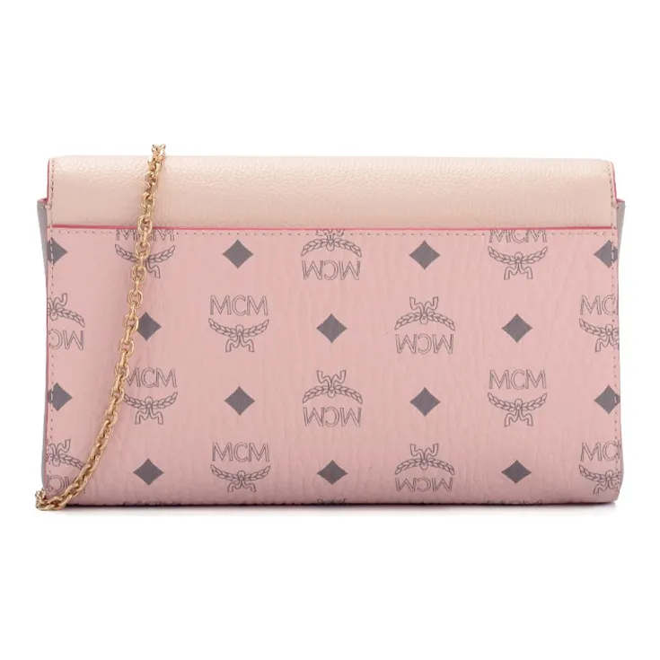 MCM Millie Visetos Leather Shoulder Bag, Crossbody Bag Women's Pink & White-3