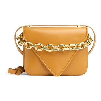 Bottega Veneta Shiny Leather Envelope Shoulder Bag Women's Brown