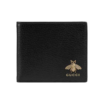 GUCCI Leather Card Holder Wallet Men's Black