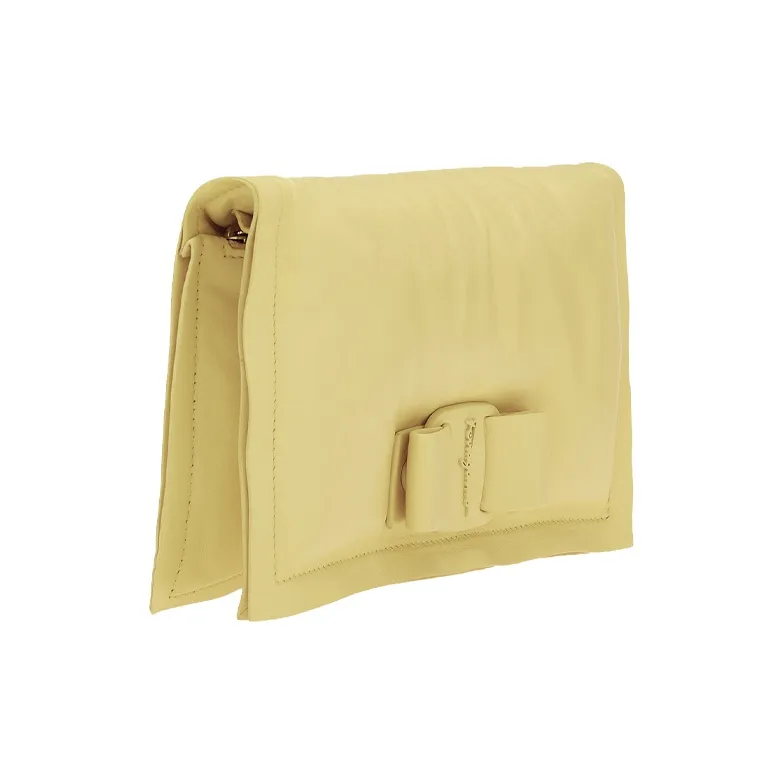 FERRAGAMO Viva Calfskin Pillow Bag Shoulder Bag Crossbody Bag Mini Women's Light Yellow-1