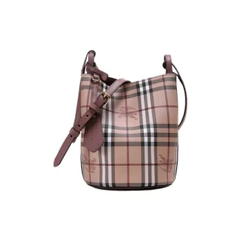 Burberry Small Lorne Haymarket Check Bucket Bag Light Elderberry