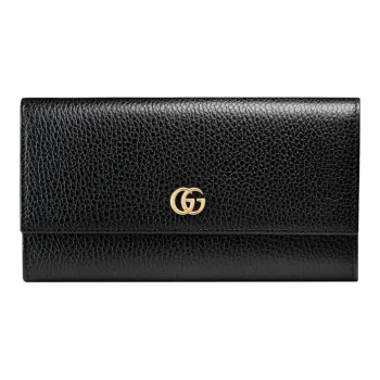 GUCCI Marmont Leather Wallet Regular Women's Black