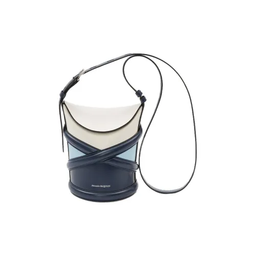 Alexander McQueen THE CURVE BAG Calfskin Bucket Bags Shoulder Bag Crossbody Bag Women's Navy/Ivory