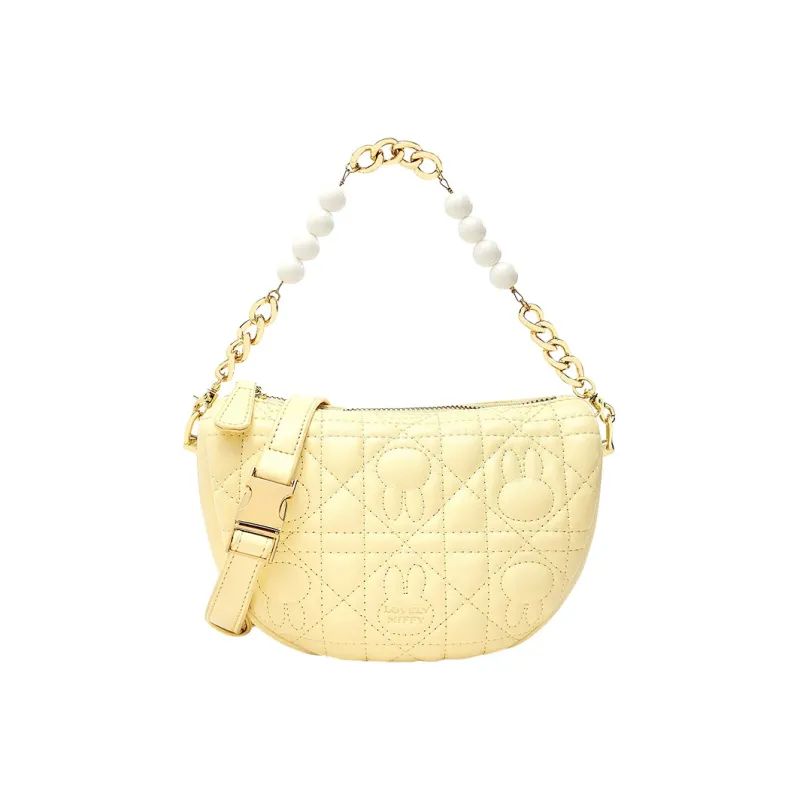 Miffy PU Shoulder Bag, Crossbody Bag, Handbag Small Size Women's Ecru/Yellow-1