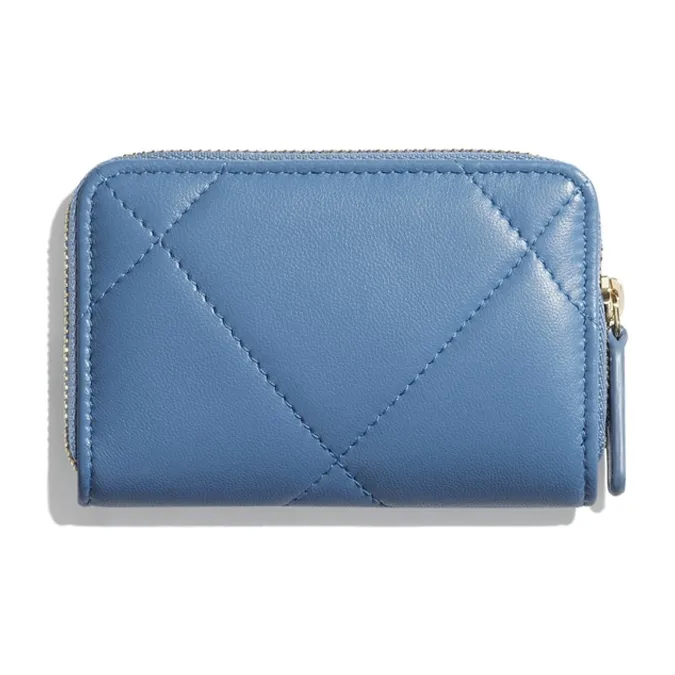 CHANEL 19Bag Lambskin Zip Closure Wallet Trumpets Women's Blue-1