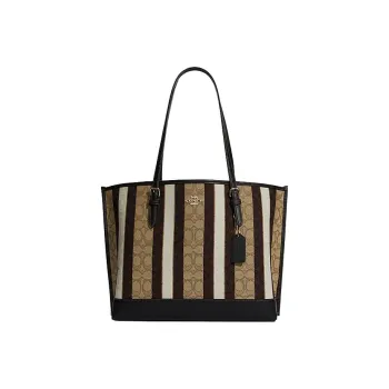 COACH Mollie Canvas With Cow Leather Tote Bag, Shopping Bag, Crossbody Handbag, Shoulder Bag Large Size Women's