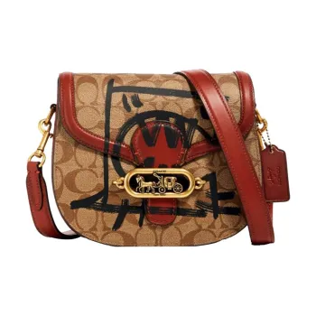COACH Jade Leather Portable Crossbody Bag Shoulder Bag Women's Khaki