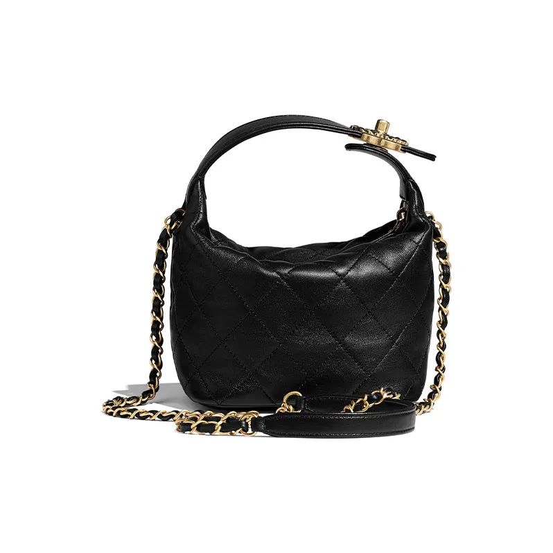 CHANEL Gabrielle Lambskin Hobo Bag Handbag Trumpets Women's Black-1