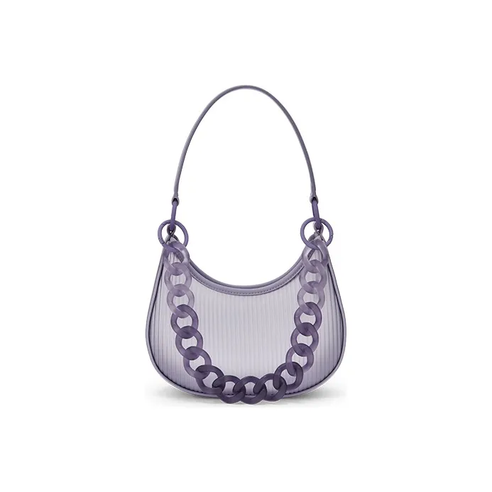 CHARLES&KEITH Artificial Leather Underarm Handbag, Shoulder Bag Trumpets Women's White/Light Purple/Light Red-9