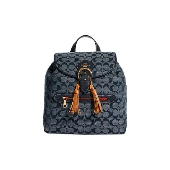 COACH Kleo Canvas Leather Backpack Medium Size Women's Denim Blue