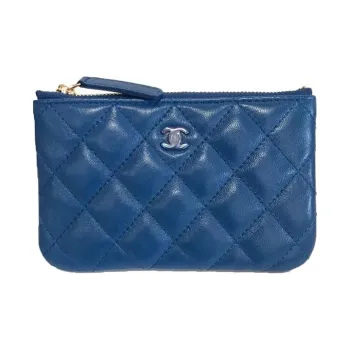 CHANEL Lambskin Clutch Mini Women's Blue