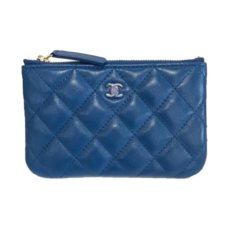 CHANEL Lambskin Clutch Mini Women's Blue-0