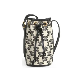 CELINE Triomphe Fabric Bucket Bags Shoulder Bags Women's Black