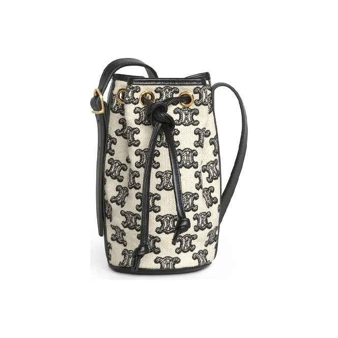 CELINE Triomphe Fabric Bucket Bags Shoulder Bags Women's Black-0