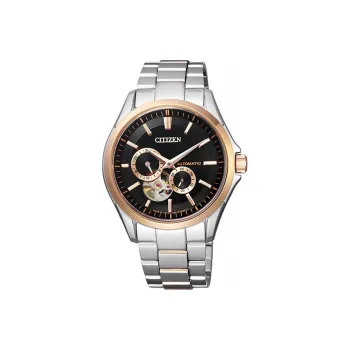 CITIZEN Automatic Mechanical Movement Gold Plated Stainless Steel Strap Watch Men's Watches Black Dial NP1014 51E