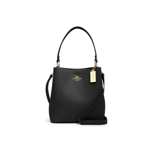 COACH Town Pebbled Leather Bucket Bags Crossbody Bag Shoulder Bag Medium Size Women's Black