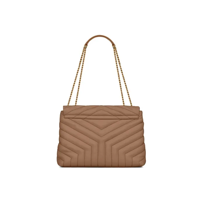 SAINT LAURENT LOULOU Leather Crossbody Bag Shoulder Bag Women's Taupe-2
