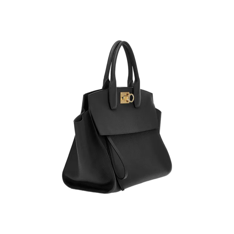 FERRAGAMO Studio Series Stamped Calfskin Handbag Shoulder Bag Women's Black-1