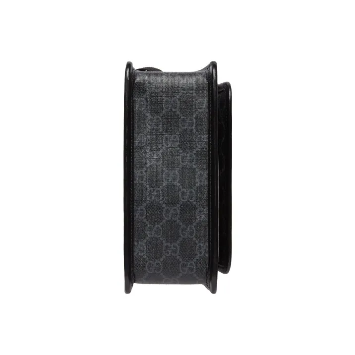 GUCCI GG Retro Series Leather Paneled Canvas Messenger Bag Crossbody Bag Shoulder Bag Men's Black Gray Color-5