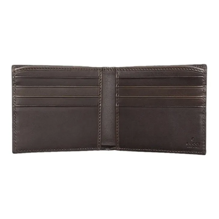 GUCCI Canvas With Leather Wallet Men's Ebony/Brown-3