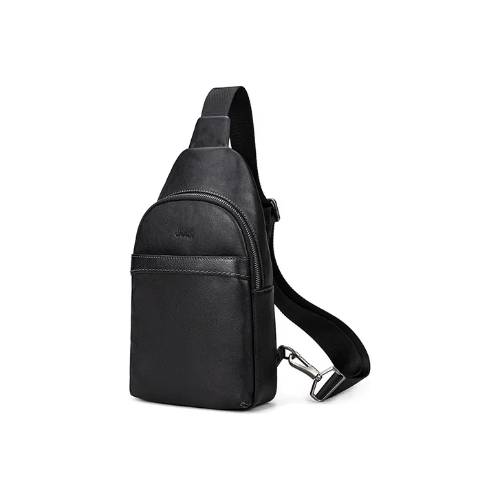 Jeep Top Grain Cow Leather Shoulder Bag Crossbody Bag Sling Bags Men's Black-5