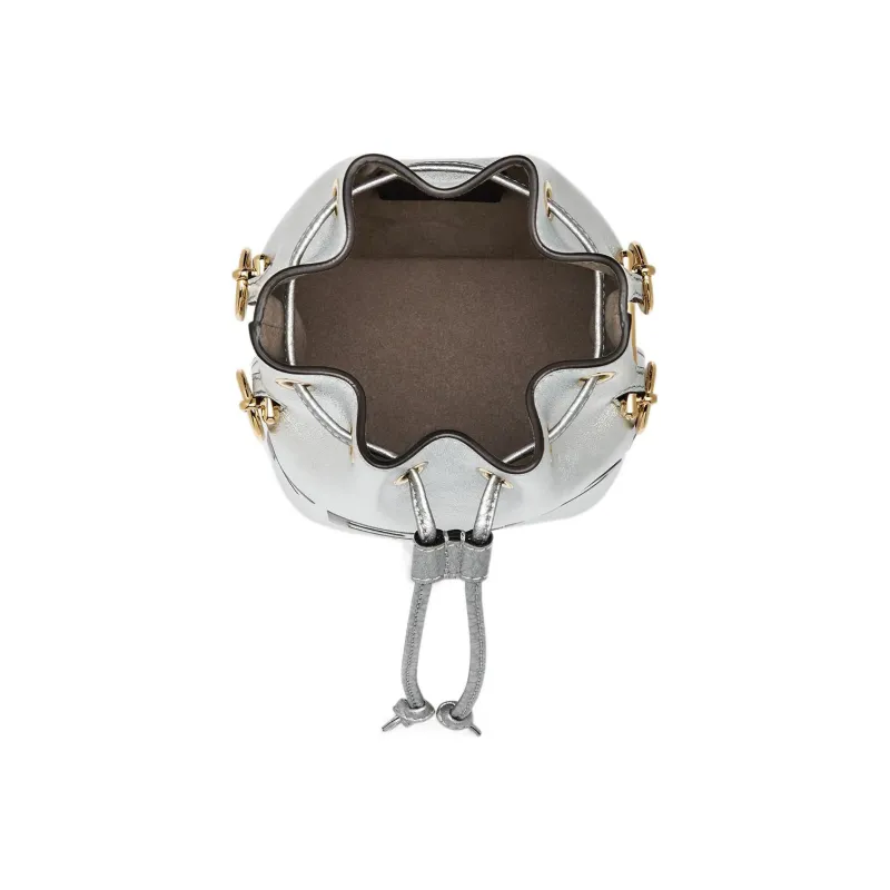 FENDI Mon Tresor Calfskin Bucket Bags Shoulder Bag Crossbody Bag Handbag Mini Women's Silver-3