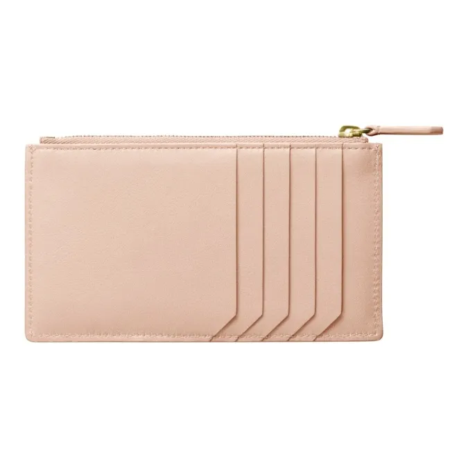 CARTIER GUIRLANDE Cow Leather Card Holder Women's Pink Beige-1