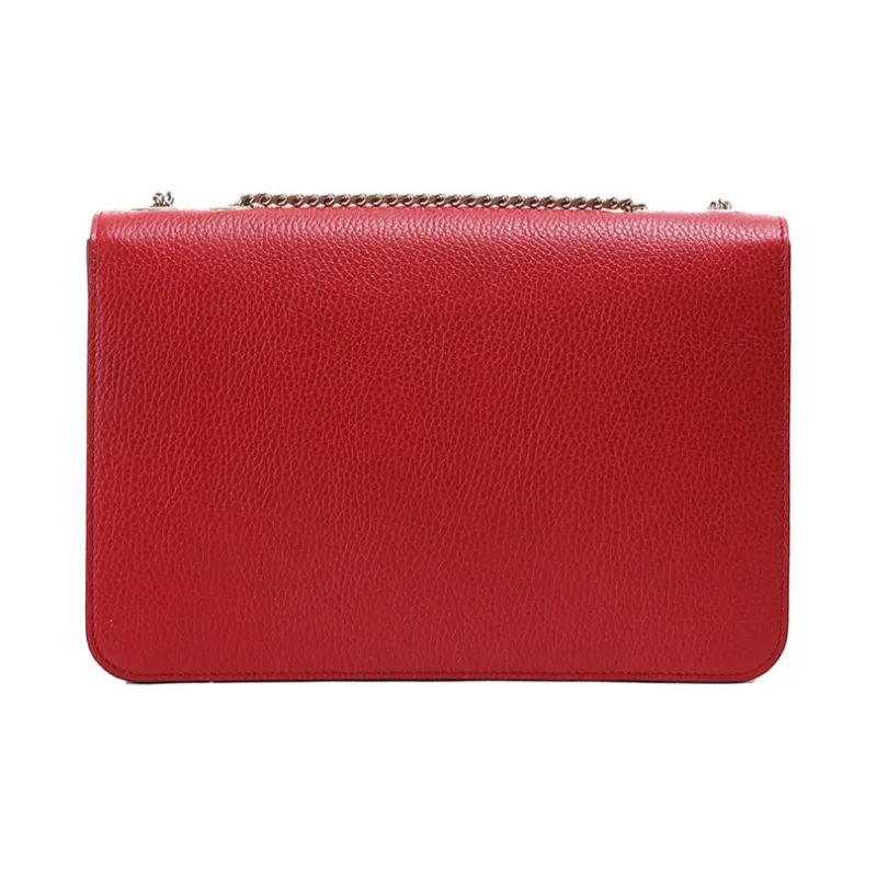 GUCCI Litchi Grain Leather Messenger Bag Wind Chime Bag Crossbody Bag Shoulder Bag Women's Red-2