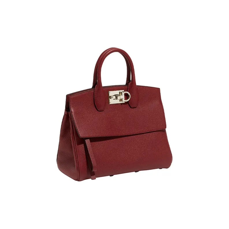 FERRAGAMO Studio Cow Leather Handbag Medium Size Women's Red-1